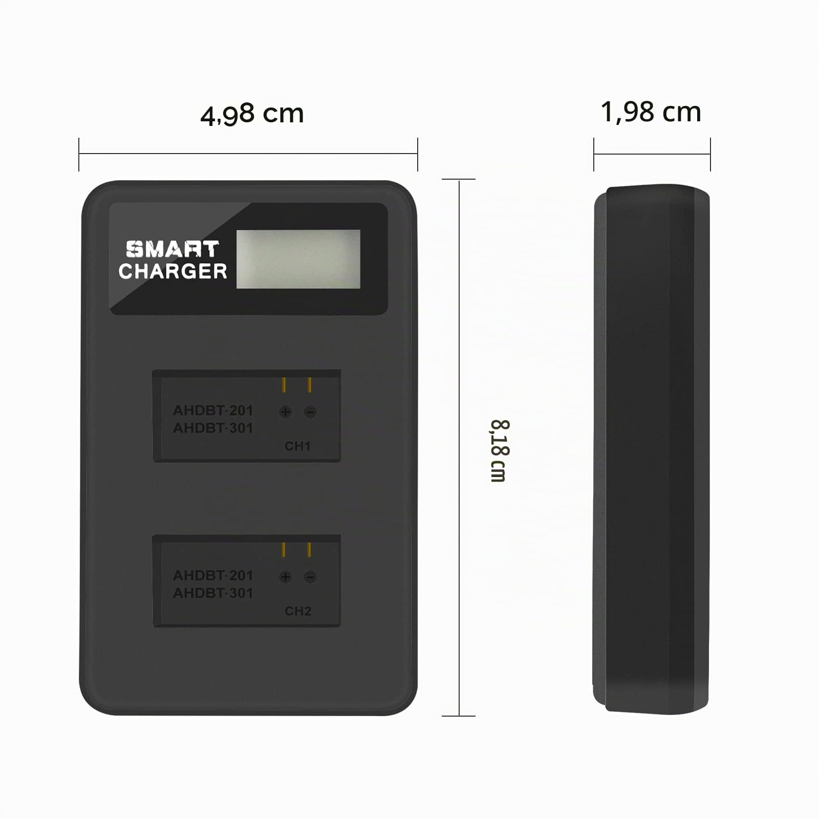2 pièces 1600mAh pour Batterie de caméra GoPro AHDBT-201/301 avec Double Chargeur de Batterie pour Batterie Gopro Hero 3 3+ AHDBT-301, AHDBT-201