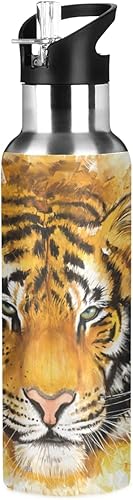 Vista 55 de París - Botella de agua para niños con tapa con pajilla, diseño de la Torre Eiffel París, botella de agua aislada de acero inoxidable a prueba