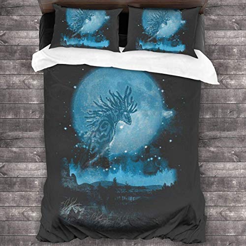 Knncch Night Walker Princess Mononoke Ensemble de literie 3 pièces Housse de Couette Ensemble de literie décoratif 3 pièces avec 2 taies d'oreiller Cover
