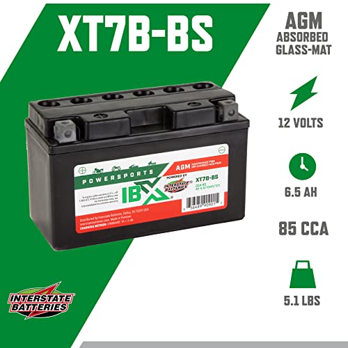 Interstate Batteries Yt7B-Bs 12V 6.5Ah 85 Cca Powersports Battery Replacement For Motorcycle, Scooter, Atv, Bike (Ducati, Brp, Can-Am, Yamaha, Triumph) Xt7B-Bs Ibx Rechargeable Agm #TOP2