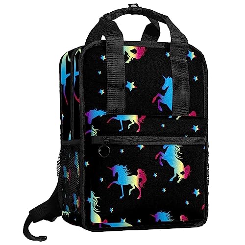 Sac à dos scolaire garçon motif galaxie licorne colorée réglable