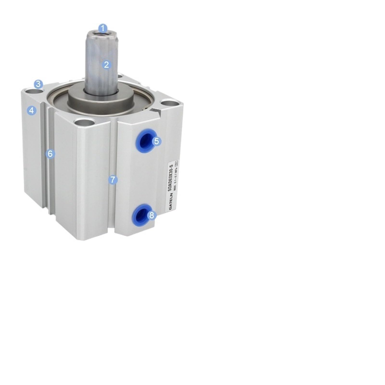 Vérin SDAD63 double tige alésage 63 mm pour guidage linéaire pneumatique