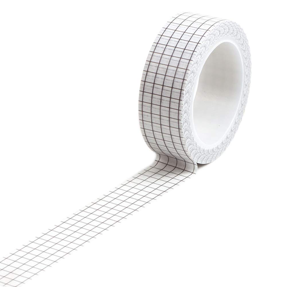 Zhoubaa White Zhouba Washi Tape,10M Adhesive Grid Washi Masking Tape Planner Diy Scrapbooking Sticker Stationery