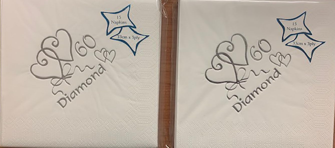Diamond/60th Wedding Anniversary Napkins - Twin Pack