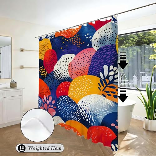 Rideau de douche 90x180 cm couleur abstrait en polyester lavable - 3
