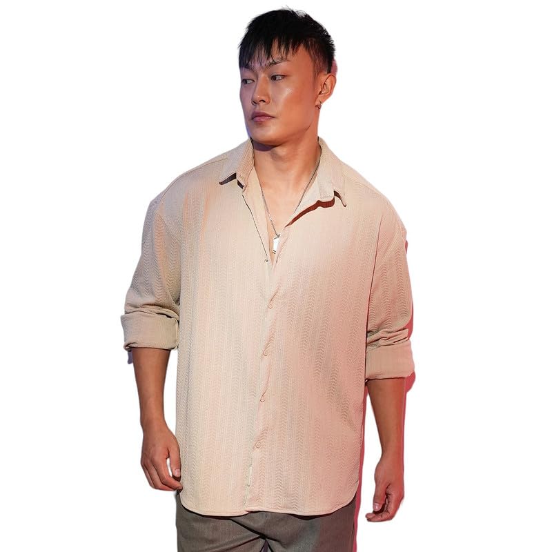 Image of CAHOOT Men's Solid Utility Shirt | Casual Wear | Spread Collar | Long Sleeve | Button Closure | Shirt Crafted with Comfort Fit for Everyday Wear