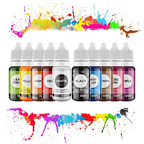 Food Coloring Liquid Set WayEee 10 Colors Vibrant Tasteless Food Dye