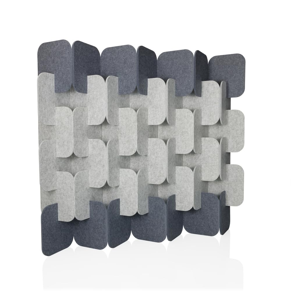 hjh OFFICE Akustik Trennwand 164x174 cm FLEXMIUT Plug 6er Set Stehwand erweiterbar, dekorativer Sichtschutz, Grau/Hellgrau