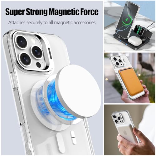 Nvollnoe for iPhone 16 Pro Max Case Compatible with MagSafe Military Grade Shockproof Heavy Duty Protective Adjustable Kickstand Matte Semi Clear Phone Case for iPhone 16 Pro Max(Clear) - Image 3