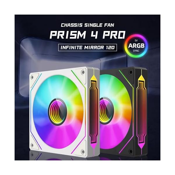 TZMRIT Prism 4 Pro Reverse Flow RGB Fan 120mm Black,120mm ARGB Fan,5V 3PIN ARGB Fan,4PIN Mirror PWM Fan - Image 4
