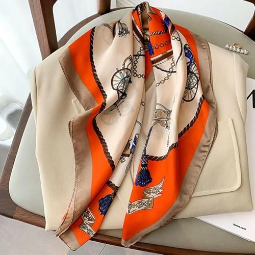 Luxury Print Silk Square Scarf Women Neck Tie Shawl Wraps Square Scarves3