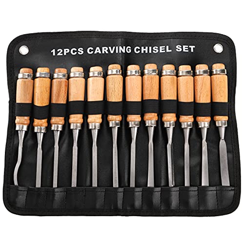 Dicunoy 12 PCS Wood Carving Tools, Gouges Woodworking Chisels, Full Size Wood Carving Knifes for Beginner, Hobbyists, Professionals, Artistic, Gifts for Him, Father's Day - Image 7