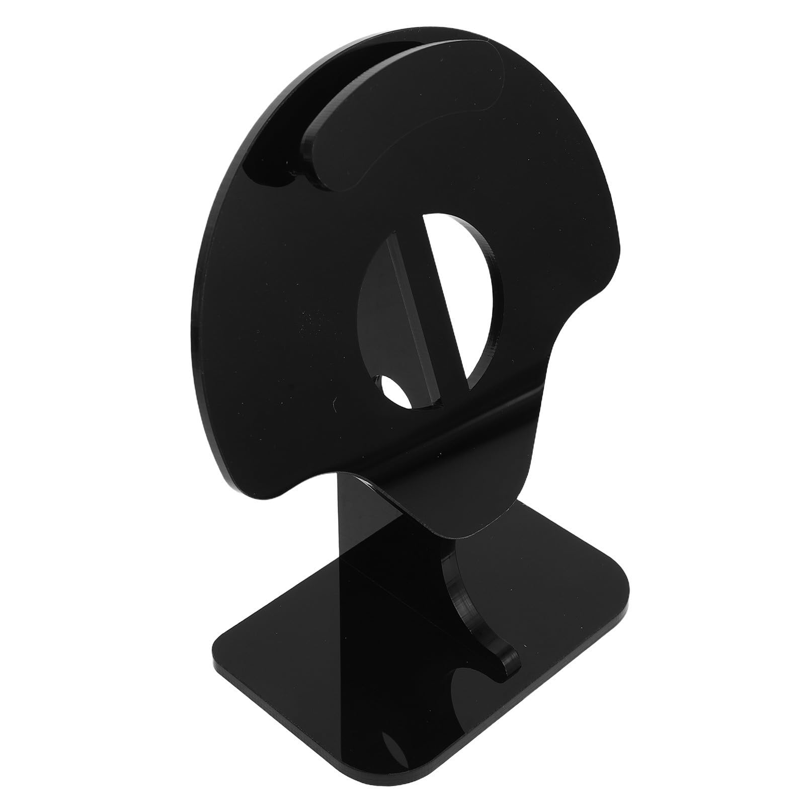 Soporte para auriculares de acrílico negro con base estable para un escritorio elegante 8