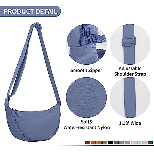 Image of Nylon Crescent Crossbody Bag for Women Men, Small Travel Sling Bag