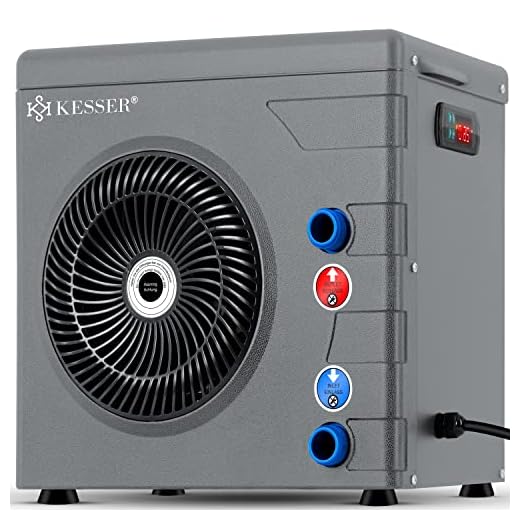 KESSER® Pompa di Calore per Piscine Fino a 20.000 l, capacità di Riscaldamento Piscina 3,9 kW, Tensione di Esercizio 220 V, Attacco Acqua Ø 32/38 mm, sensore di Flusso Digitale
