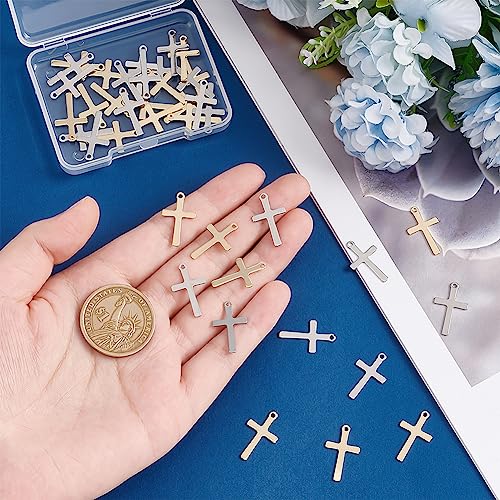 UNICRAFTALE 40Pcs 2 Colors Cross Charms Ankh Cross Pendants 201 Stainless Steel Cross Pendants 1.4mm Hole Metal Earring Charms Bracelet Pendants for Women Wen Jewelry Making - Image 4