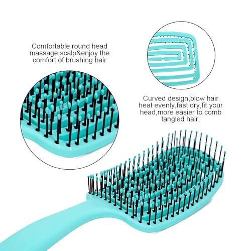 Image of Curved Vented Hair Brush for Fast Blow Drying, Professional Detangling Styling Brush for Wet & Dry Curly, Thick, Straight Hair for Women & Men (green)