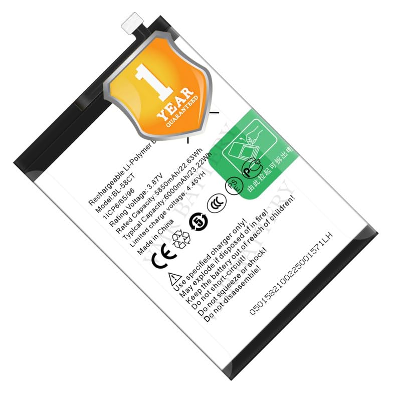 Image of Orignal BL-58CT Battery Compatible with Tecno Spark 7 (KF6, KF6j, KF6i, KF6k, PR651h, PR651, PR651E, KF6m, KF6h, KF6n) | Spark 7T (KF6p) - (6000mAh) - 1 Year Warrenty** W9