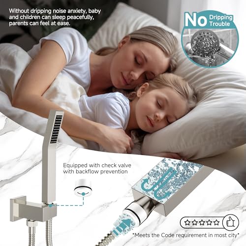 Image of SR SUN RISE Shower System 12-Inch Rainfall Shower Head Brushed Nickel