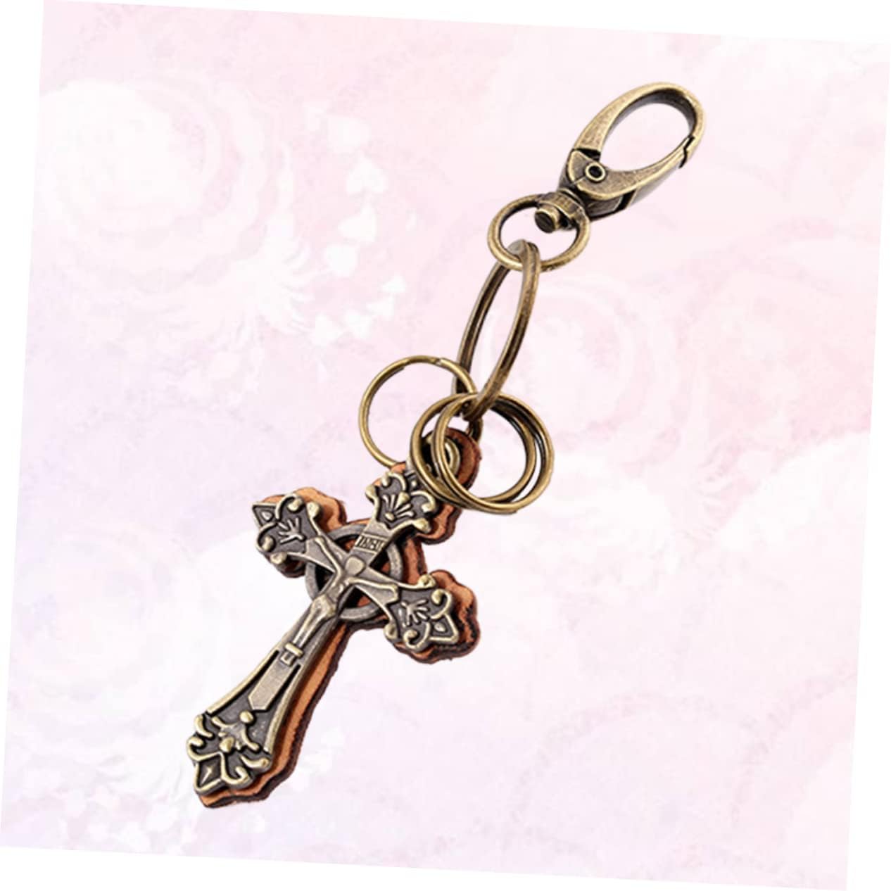 ARTIBETTER 1pc Keychain Religious Key Bag Style for Pendant Faith Design Chain Genuine Punk Unique Decoration & Pu Charm Cross Hope Keyring Retro Hanging Favor Leather - Image 4