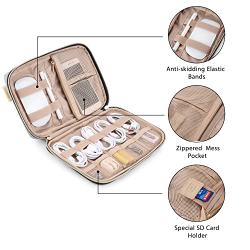 Image of BAGSMART Electronics Organizer Travel Case, Travel Cable Organizer Bag for Travel Essentials & Accessories for Women, Cord Organizer for Phone, SD Card, Grey