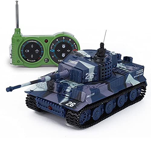 戦車 ラジコン1/72ドイツのティーガーI戦車2.4GHzリモートコントロールミニ戦車、回転砲塔と音付き (C)