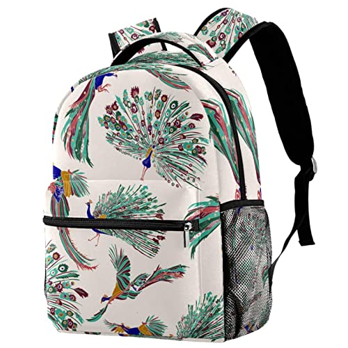 Sac à dos aquarelle paon enfant grand volume voyage loisirs campus