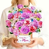MZD8391 Birthday Card For Women With Music Light, Pop Up Carnation Bouquet
