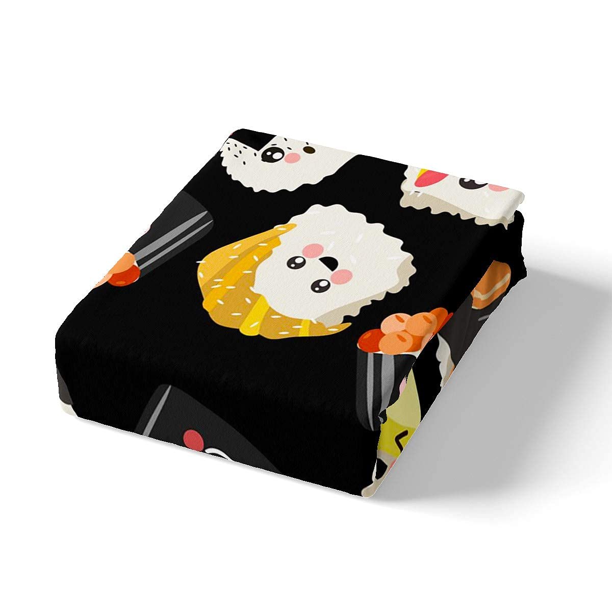 Juego de funda de edredón de sushi súper King, juego de ropa de cama de sushi kawaii con dibujos animados de dibujos animados de estilo japonés, juego de funda de edredón con estampado de alimentos