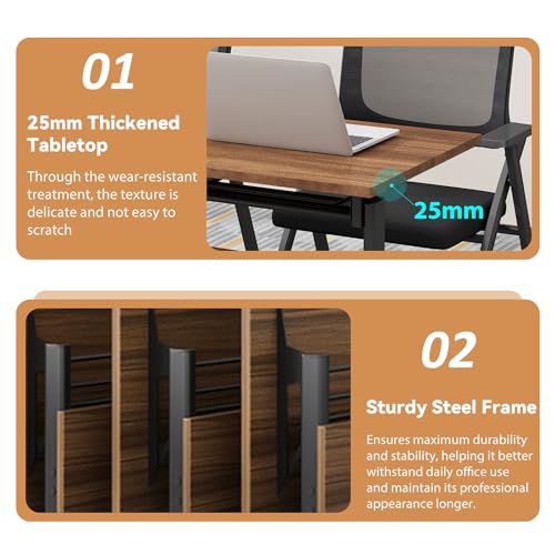 Folding Conference Tables,Super Sturdy Large Rectangle Meeting Seminar Table for 14People,Mobile Conference Room Tables with Wheels,Modular Long Business Training Tables,Modern Office Seminar Tables - Image 6