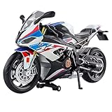 DAJASD 1:12 Motorrad Modell Mit Licht- und Soundeffekten, Motorra Spielzeug, Mini Motorrad, Miniatur Nachbildung Sammlerstück, Motorrad Spielzeug Geschenk für Jungen und Mädchen(Weiß)
