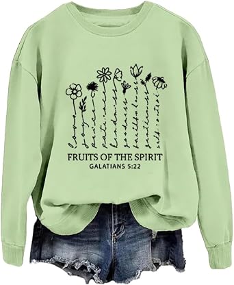 SameeFloral Fruit Of The Spirit Tshirt Women Sweatshirt Christian Shirt Faith Shirts For Women