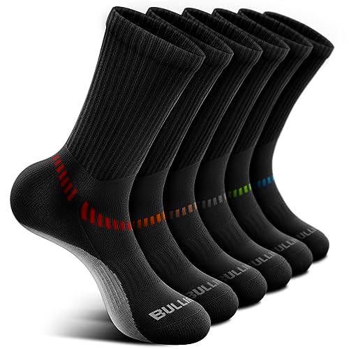Image of BULLIANT Men 6-Pack Athletic Compression Crew Socks for Running Gym Sports