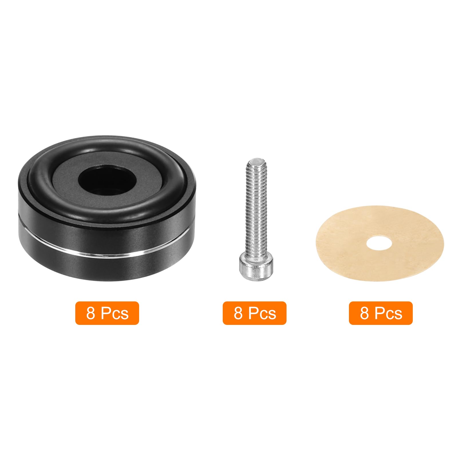 QUARKZMAN 8pz Pad di Isolamento Subwoofer, 40x15mm Pad Isolamento Altoparlanti Piedini Spike per Altoparlanti Giradischi Isolamento per Attrezzature Audio, M4 Viti Nere
