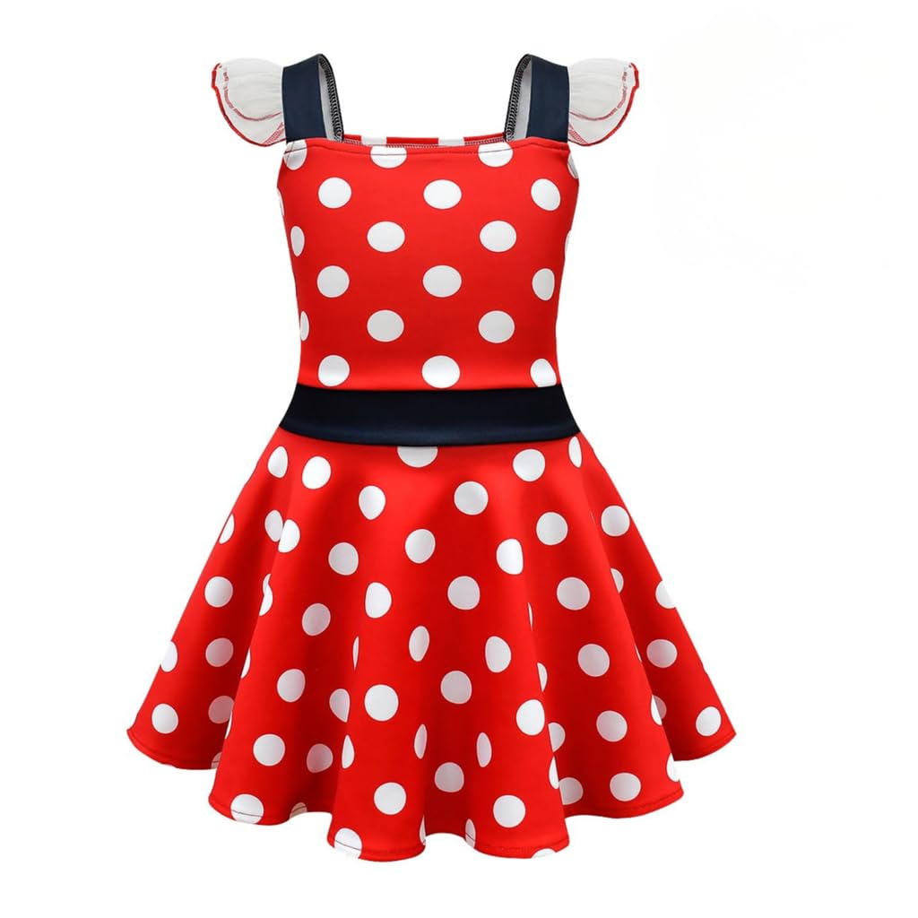 Lito Angels Polka Dot Fancy Dress Up Kids Girls Age 8-9 Years, A - Red