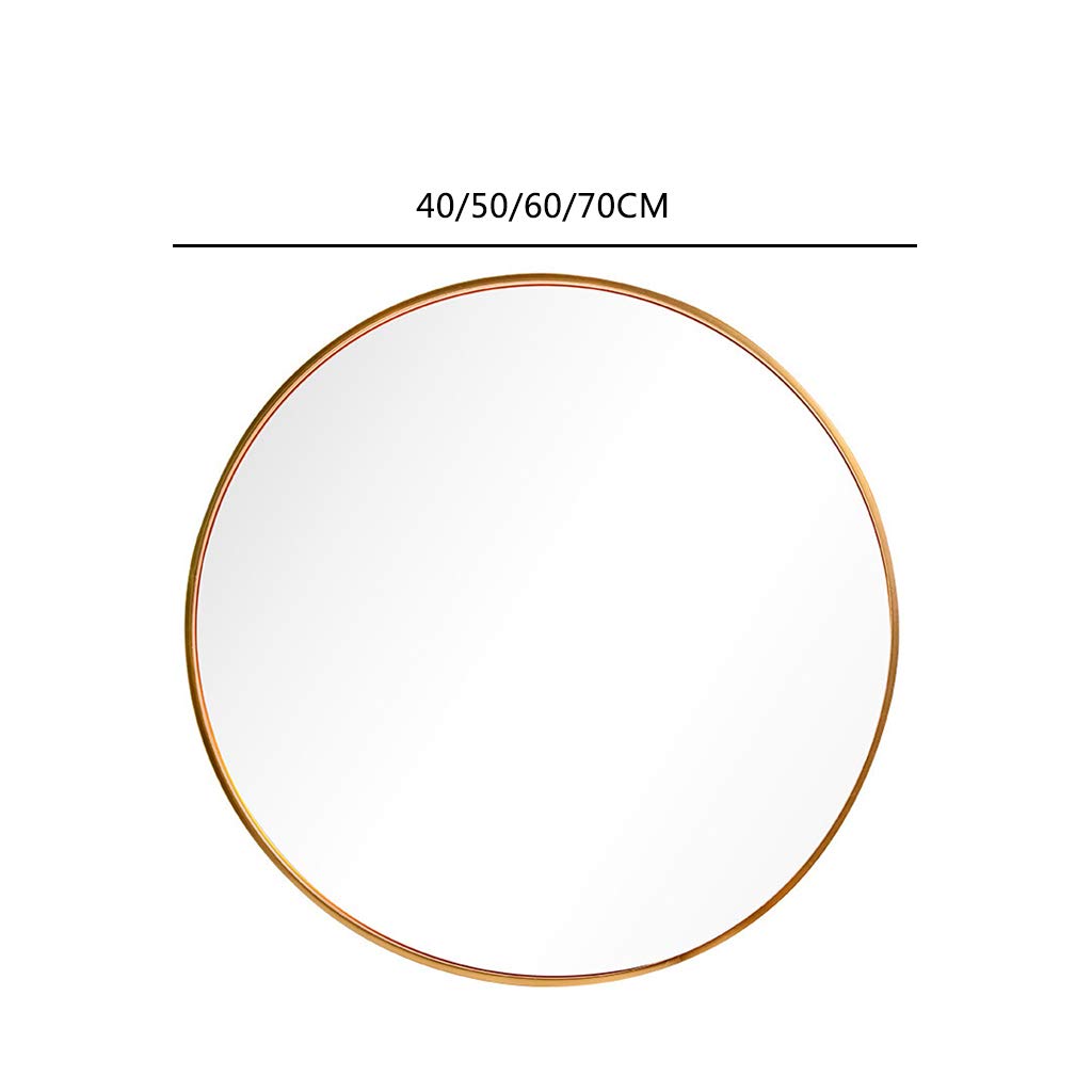 Specchio Espejo de baño de pared Redondo, Simple, de aleación de aluminio, con Marco de trefilado, HD, a prueba de explosiones, para dormitorio y Sala de estar, 40/50/60/70 cm (60 cm)