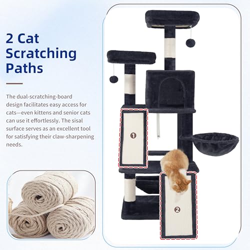 Image of Gitelsnour Cat Tree Tower Multi-Level with 2 Scratching Boards, GCT022G