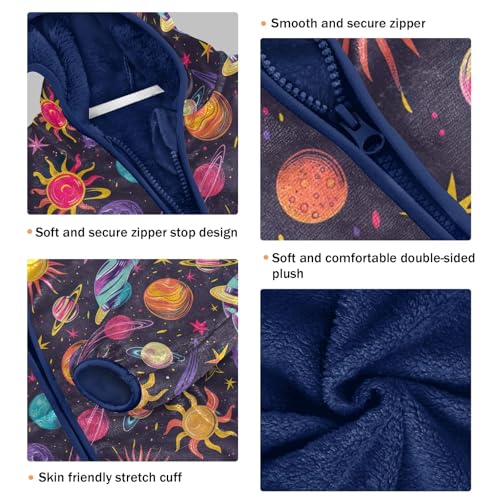 CHIFIGNO Space Planets Toddler Boys Jacket Thickened Warm Soft Comfy Zip up Jacket with Arctic Fleece Lining 9-10Y3