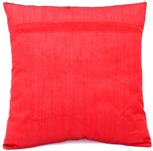 Kashmir Handicrafts Rot Indische Banarasi Seide Deko Kissenbezüge 40 cm x 40 cm, Extravaganten Elefant Design für Sofa… – Bild 5