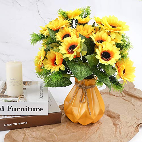 Teldrassil 7-Bunches Artificial Sunflower Bouquet Fake Daisies Flowers Faux Silk Flowers For Table Centerpieces Arrangements Wedding Party Window Home Garden Decoration #TOP3