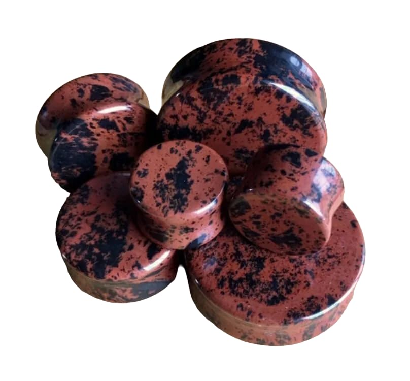 PAIR of Mahogany Obsidian Organic Stone Plugs Gauges - up to 38mm available!