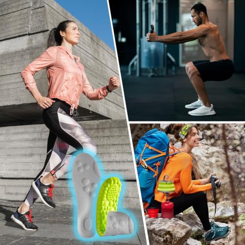 Image of 4D Cloud Steppers Insoles for Men and Women - Shock Absorption Inserts, Soft Anti-Fatigue, Memory Foam Insoles for Shoes, Boots & Sneakers (Green, Men: US 4-7 / Women: US 5-8.5)