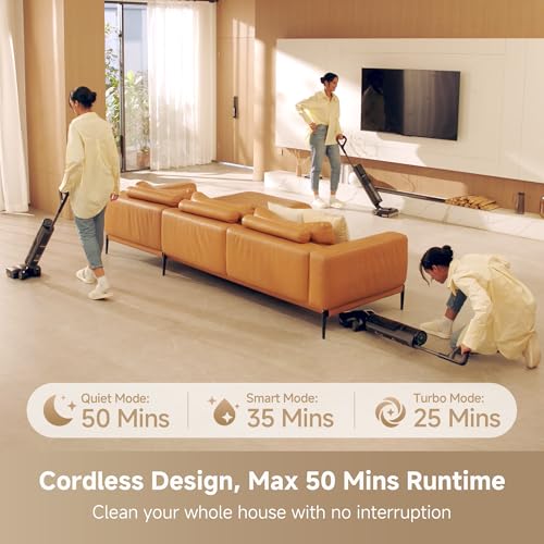 Image of DREAME H12 Pro Gen2 Vacuum Mop, 0 Tangle Wet Dry Vacuum Cleaner, Cordless Vacuum Mop All-in-One for Hard Floors, 180 Lie-Flat Floor Cleaner Machine with 194F Hot Self-Cleaning, 50Mins Runtime