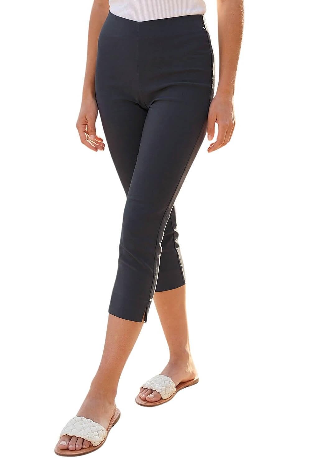 Roman Women's Dark Grey Cropped Stretch Trouser Size 20
