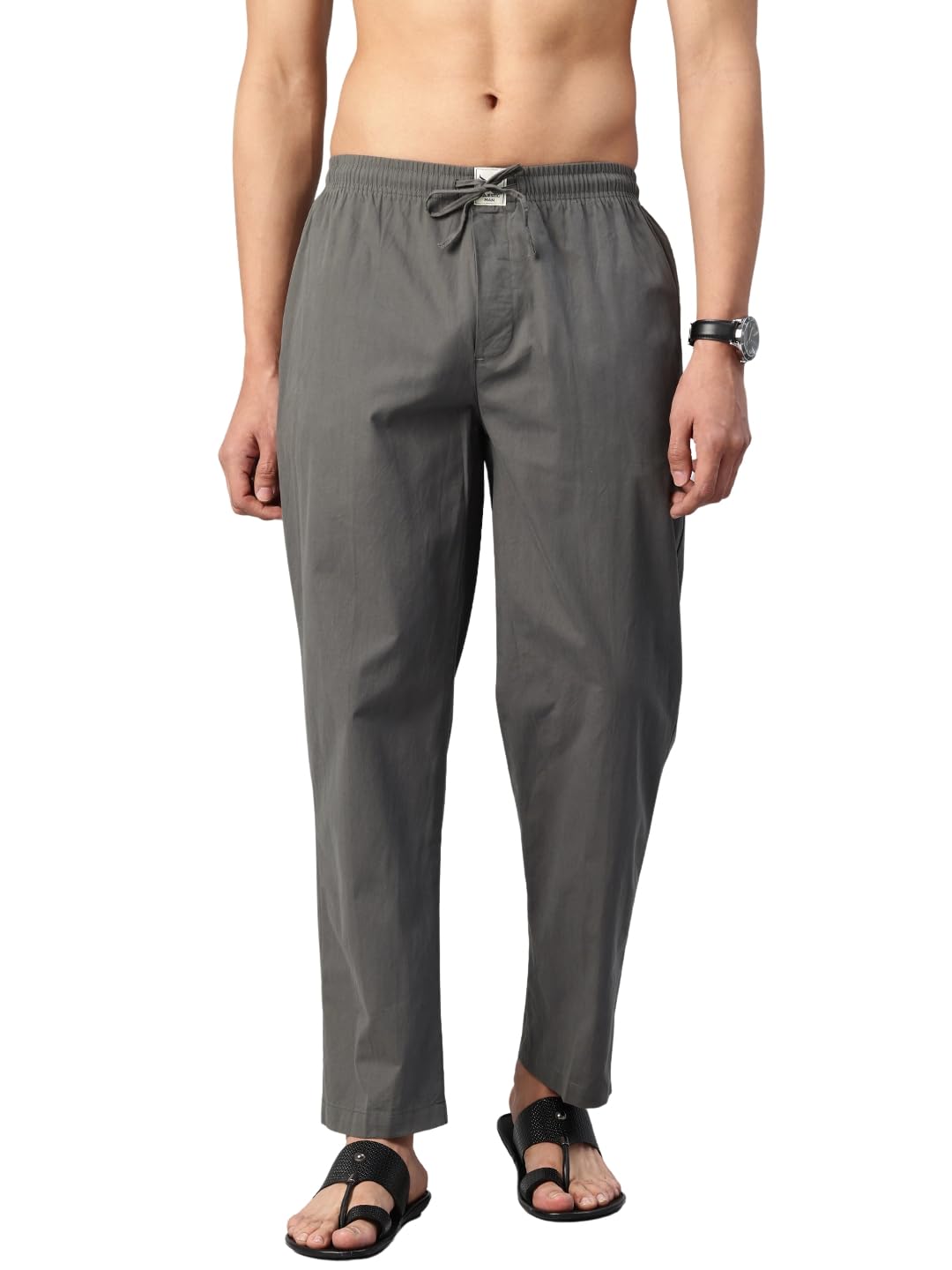 Men Mid Rise Comfort Fit Solid Pure Cotton Casual Style Lounge Pants