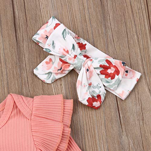 3 PCS Bebê Meninas Recém-Roupas Roupas Florais Plissado Manga Longa Macacão Romper Halen Calças com