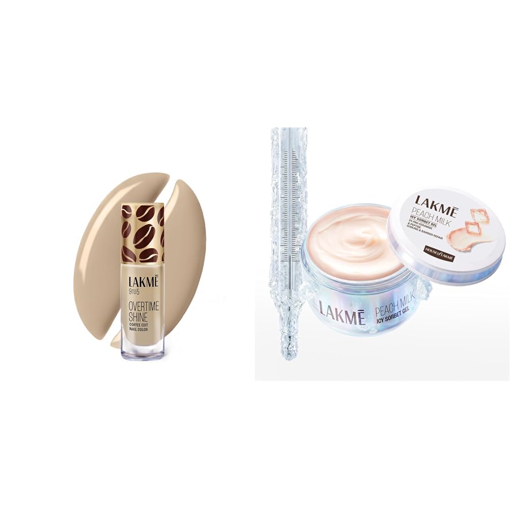 Lakme 9 to 5 Overtime Shine Nail Polish - Coffee Edit - 02 -Flat White Fantasy 6ml Lakmē Peach Milk Icy Sorbet Gel: First Ever Cooling Face Moisturizer with 2% Pro-Ceramides, Peptides-picture-29