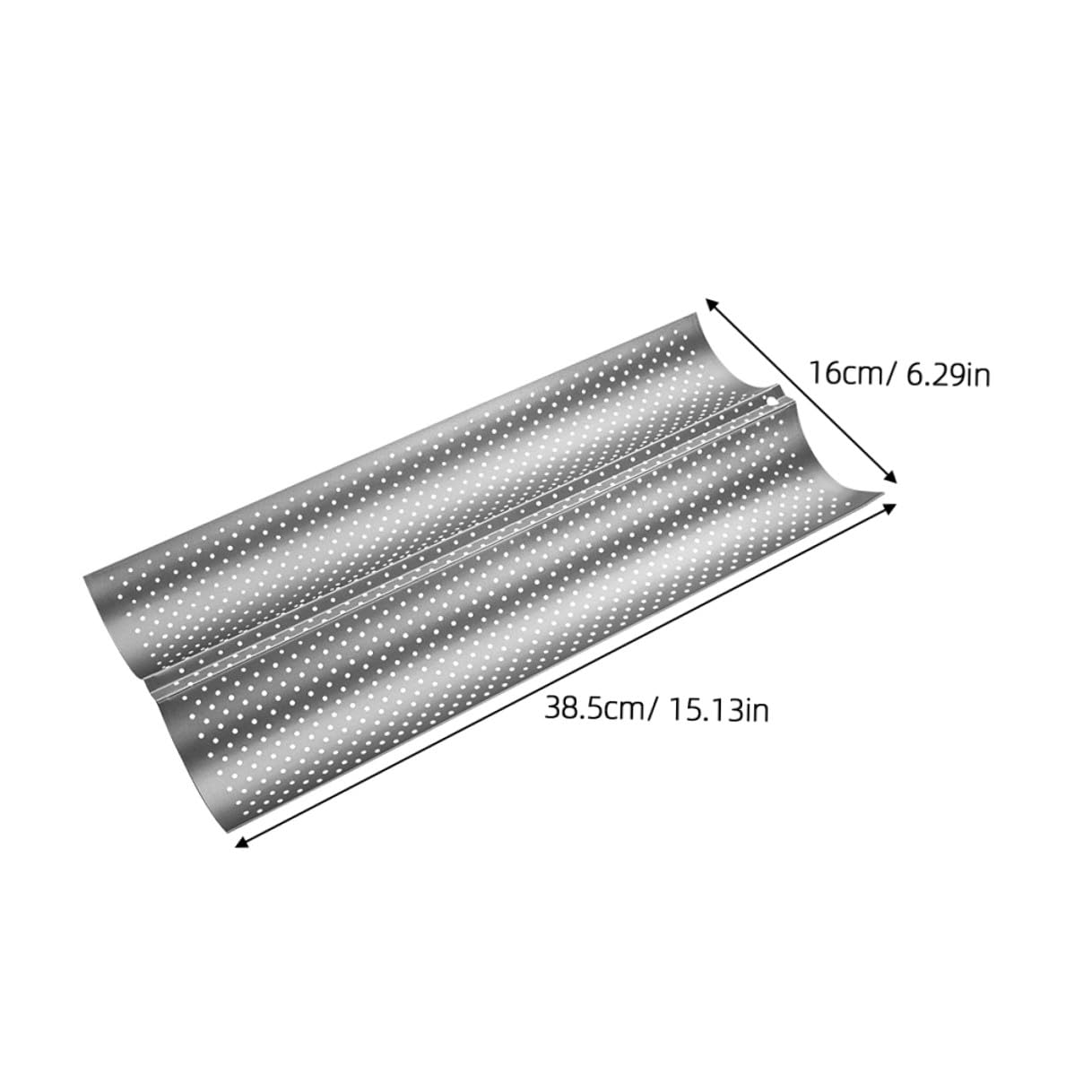 Molde para Hornear Pan Francés Perforado de Acero Inoxidable, 2 Piezas | Superficie Lisa Antiadherente, Color Plata, Uso en Cocina y Pastelería