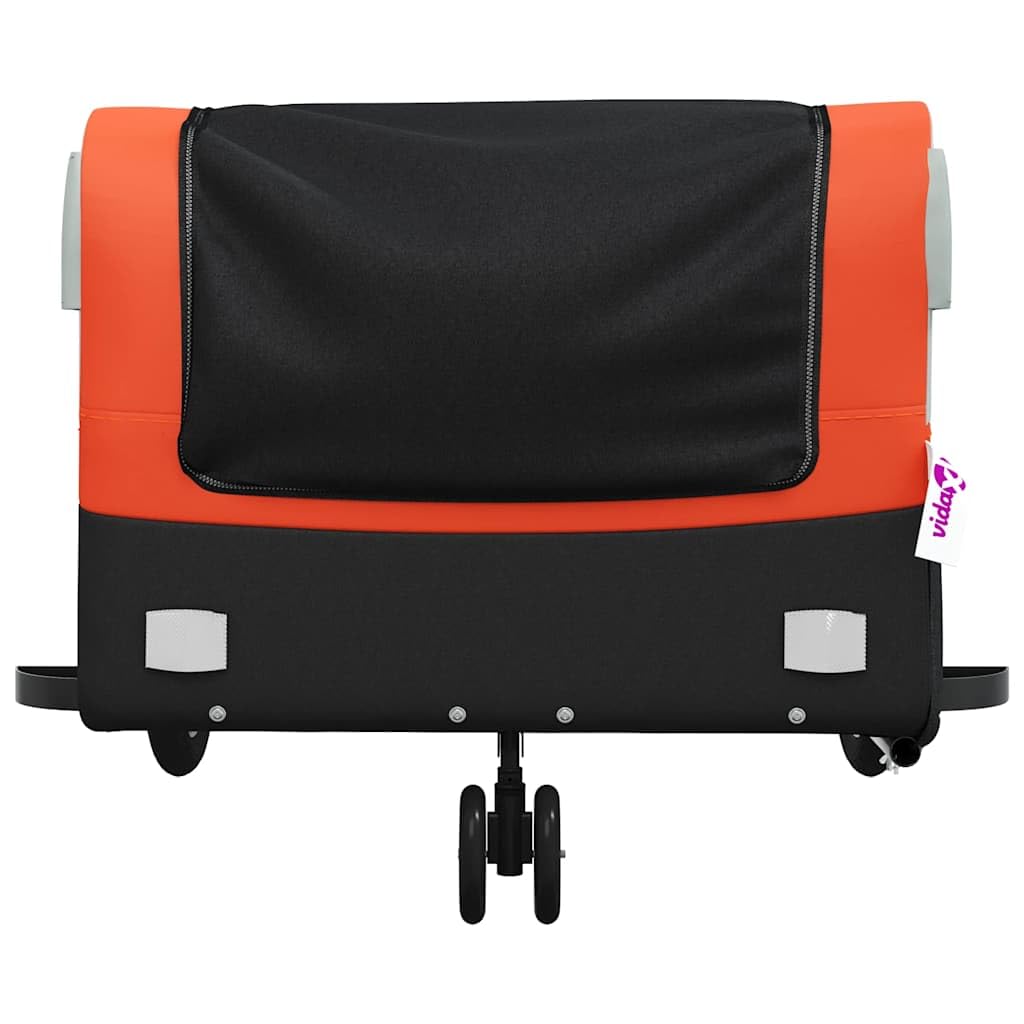 Remolque de bicicleta de hierro negro y verde con tela Oxford, capacidad de carga x 52,5 x 42, barra de tracción y bandera de seguridad para equipaje, compras, exterior