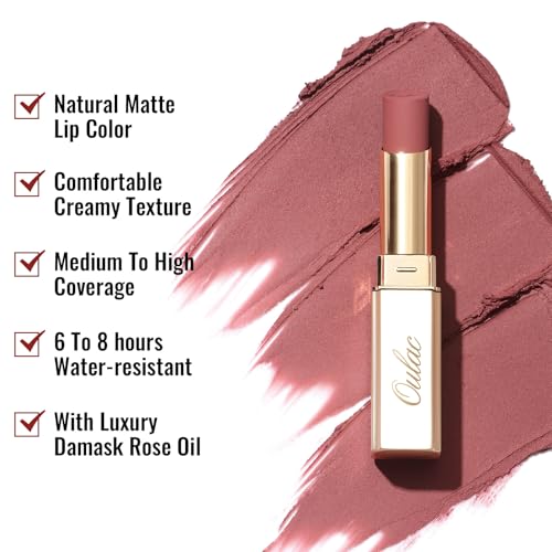 Image of Oulac Mauve Pink Nude Matte Lipsticks for Women, Silky Velvet Matte Lipstick, Soft Smooth Texture, High Impact Lip Color, Not Dry Lightweight Formula Infused with Vitamin E, Vegan&Cruelty Free RM05